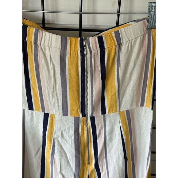 Gypsies & Moondust Striped Linen Cropped Wide Leg Jumpsuit Juniors Size 5 - Picture 6 of 8